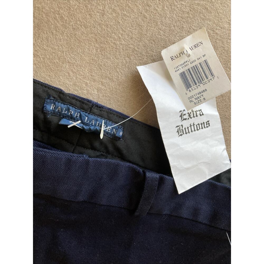 Ralph Lauren Chino Pants Womens 8 New Navy Blue Straight Leg Stretch Career - Picture 3 of 8